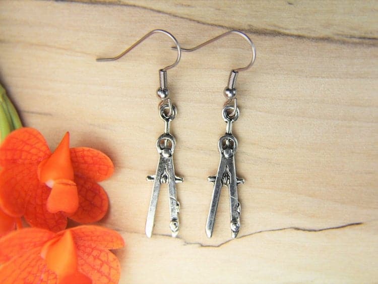 Silver Protractor Earrings