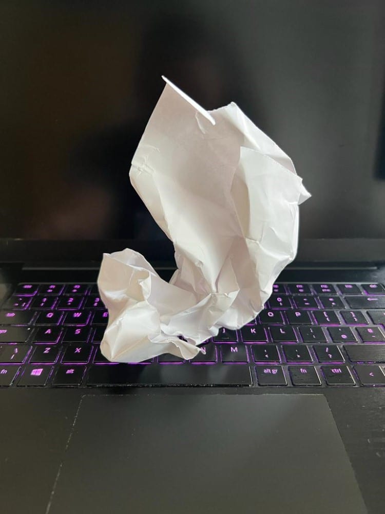 Crumpled Paper on a Computer