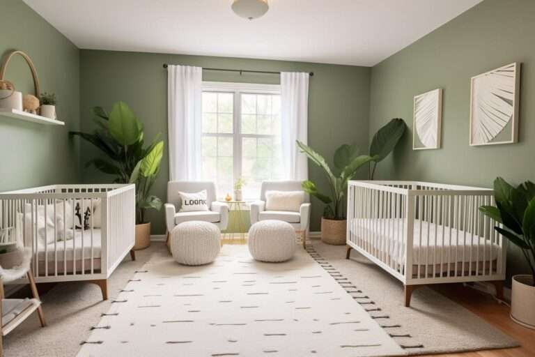 Before & After: Adorable Green Nursery Design for Twins – Decorilla Online Interior Design