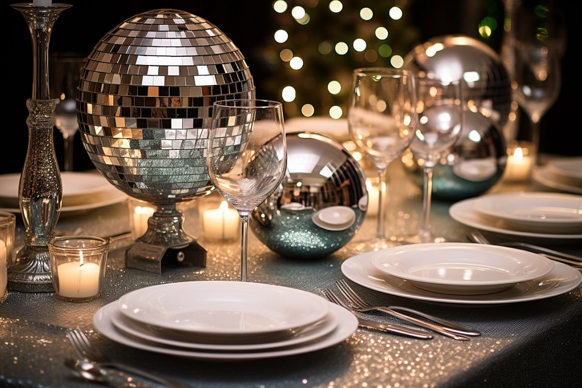 New years eve decorations for a table setting