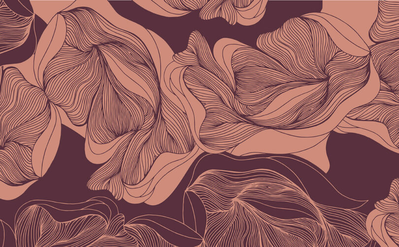 burgundy foliage wallpaper design