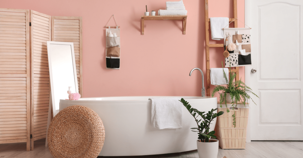 Pink-themed bathroom.