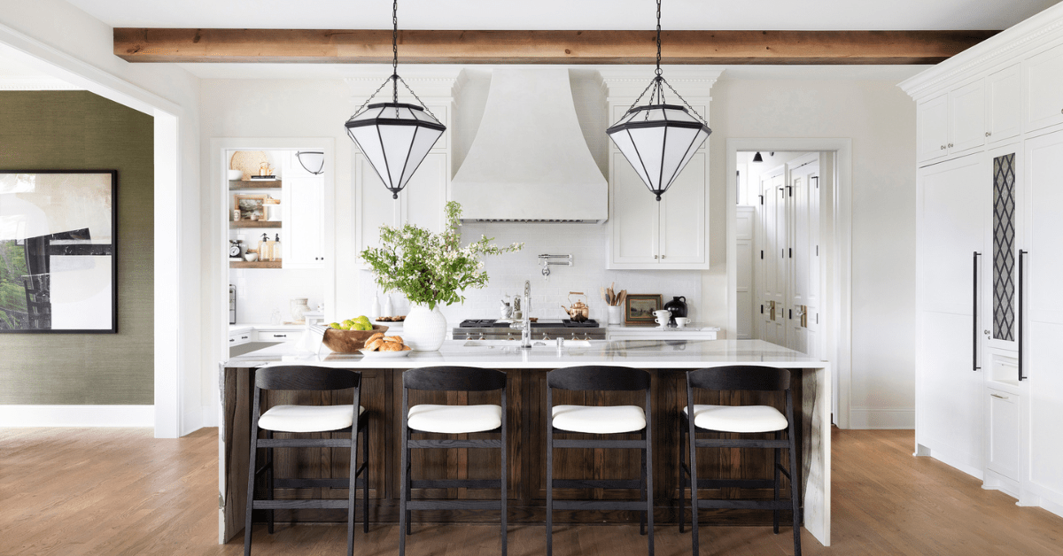 Modern kitchen in a Tudor style house.