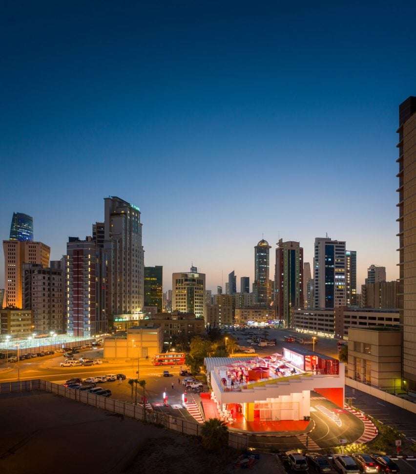 Aerial view of BBT Hilltop restaurant in Kuwait City by TAEP/AAP