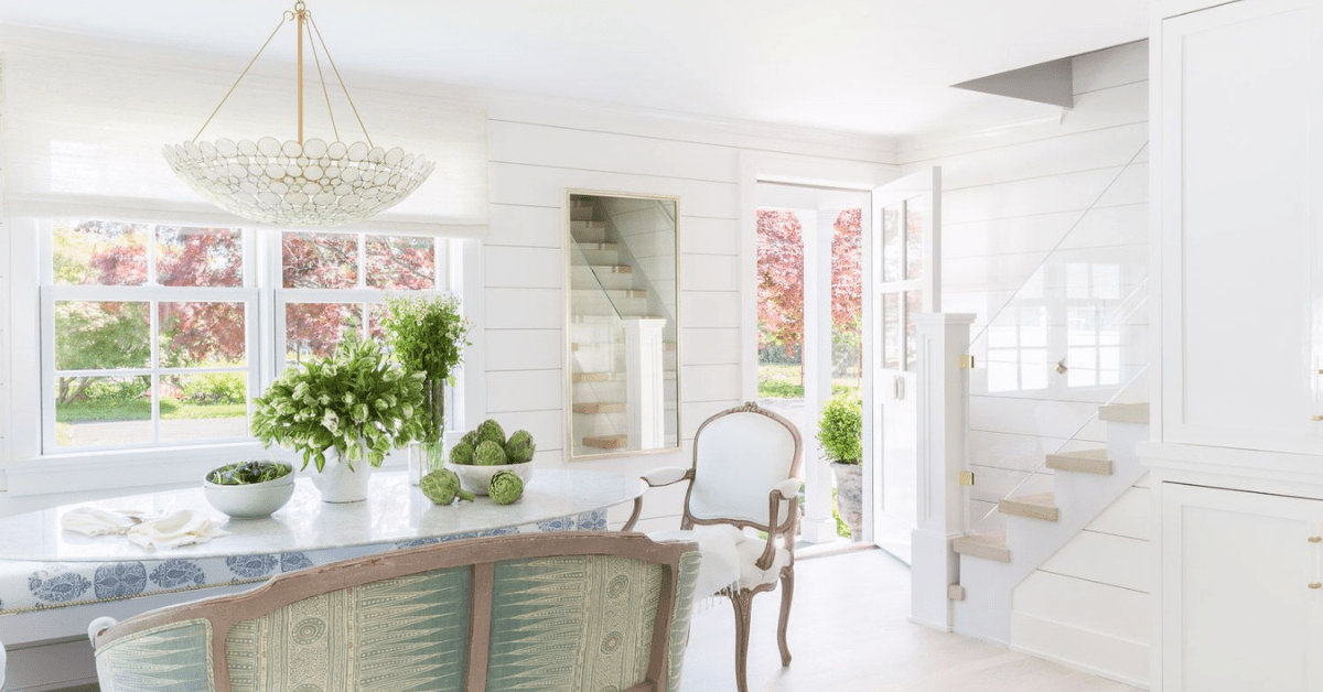 Interior living area of a Cape Cod styled house.