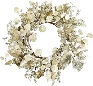 gold christmas wreath berry with euculyptus