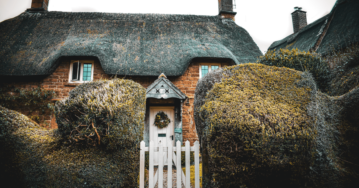 Exterior of a cottagecore house.