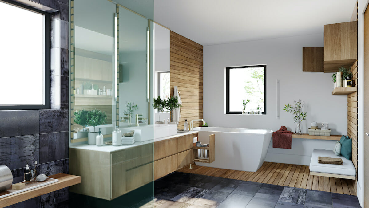 Spa-like bathroom by interior decorator seattle sonia carlson