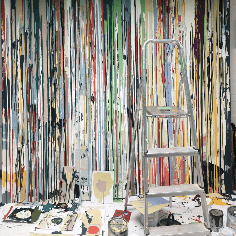 large-scale paint drip artwork