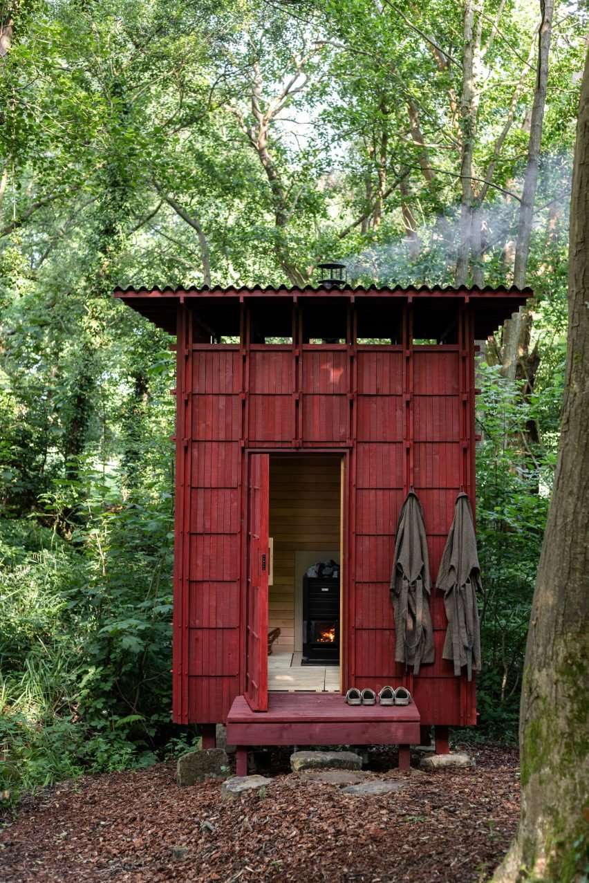 Built Works design red timber sauna in East Sussex