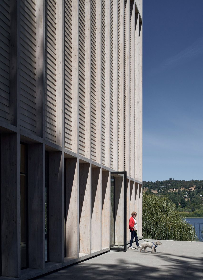 Mass timber theatre facade