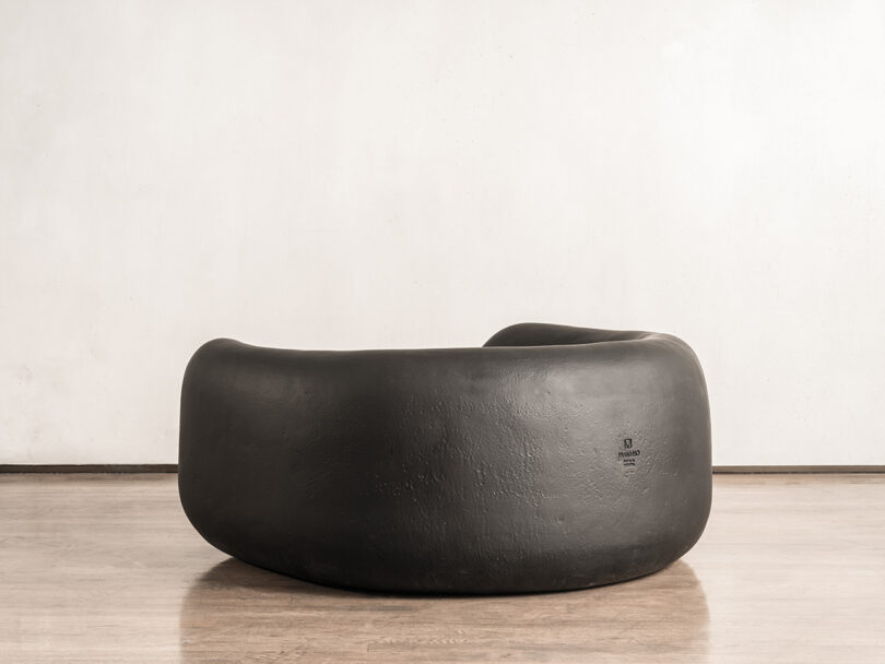 back of modern black armchair