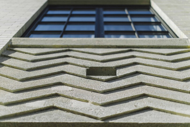 Exterior zig-zag architectural detailing outside one of The Hotel Seiryu Kyoto Kiyomizu's paned windows