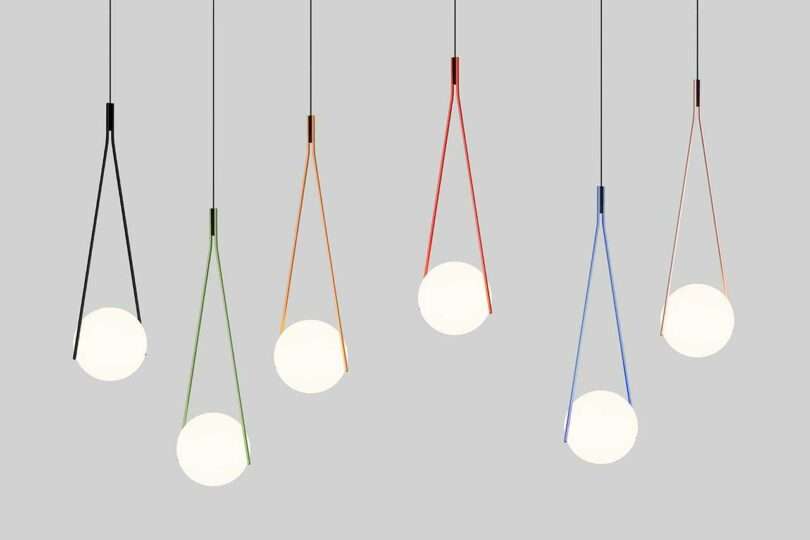 six suspended pendant light globes