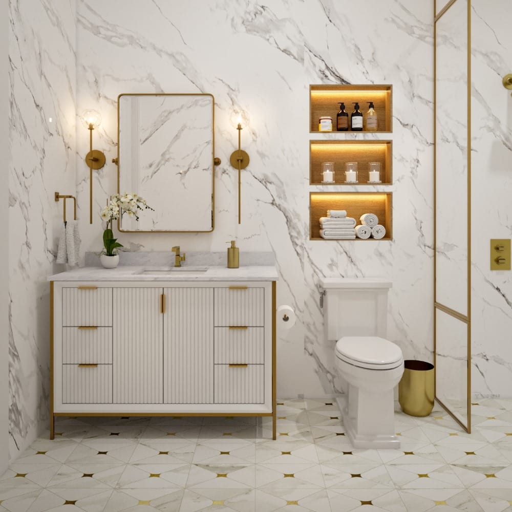 Design solution for contemporary style bathrooms by Decorilla