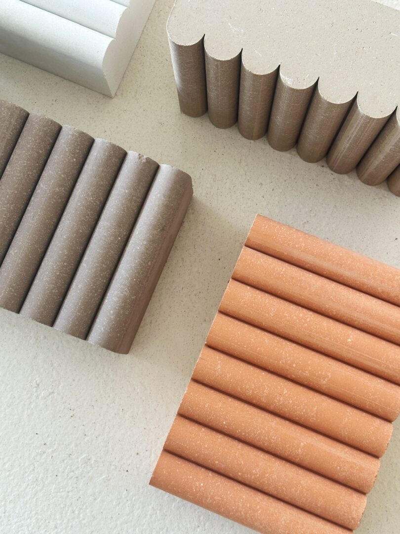 3 fluted brick samples