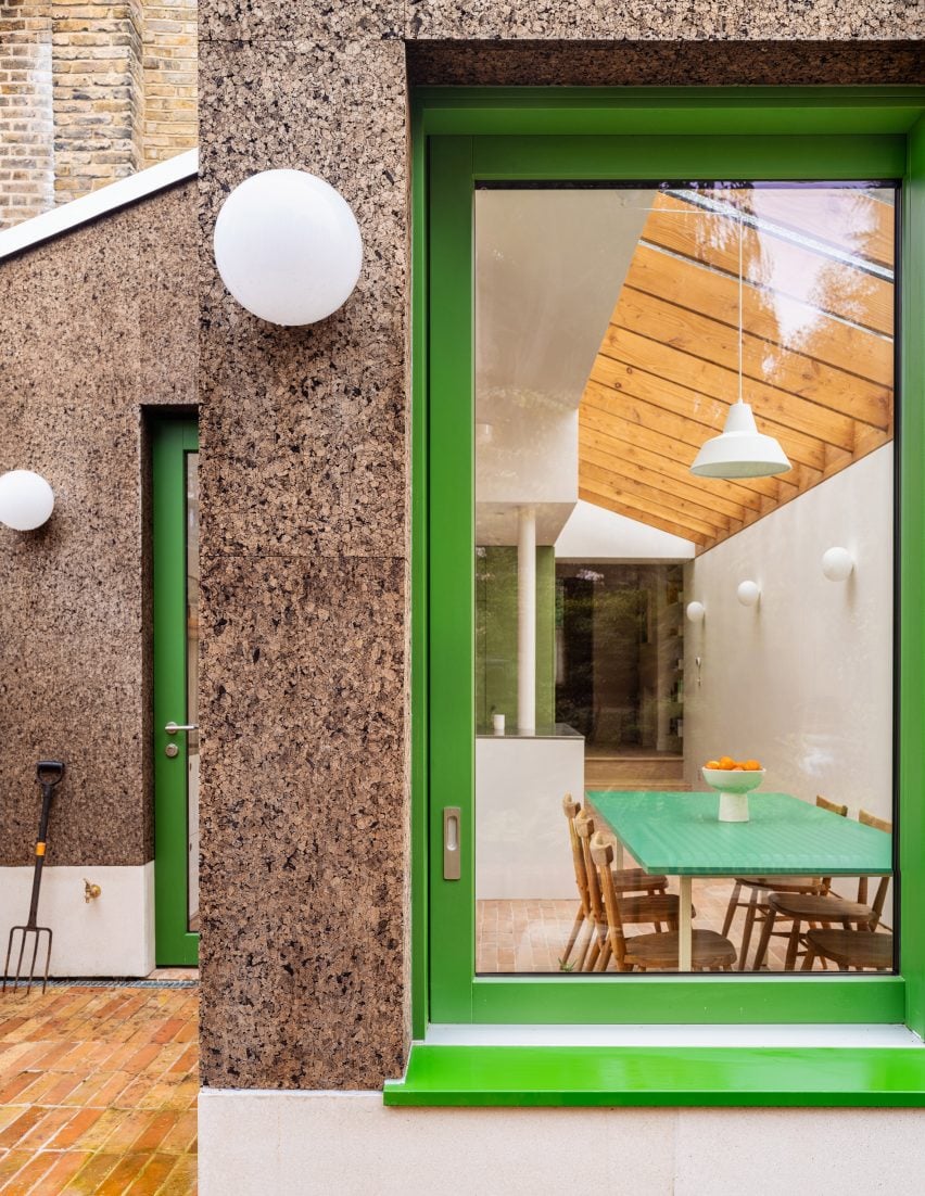 Cork-clad facade of London home