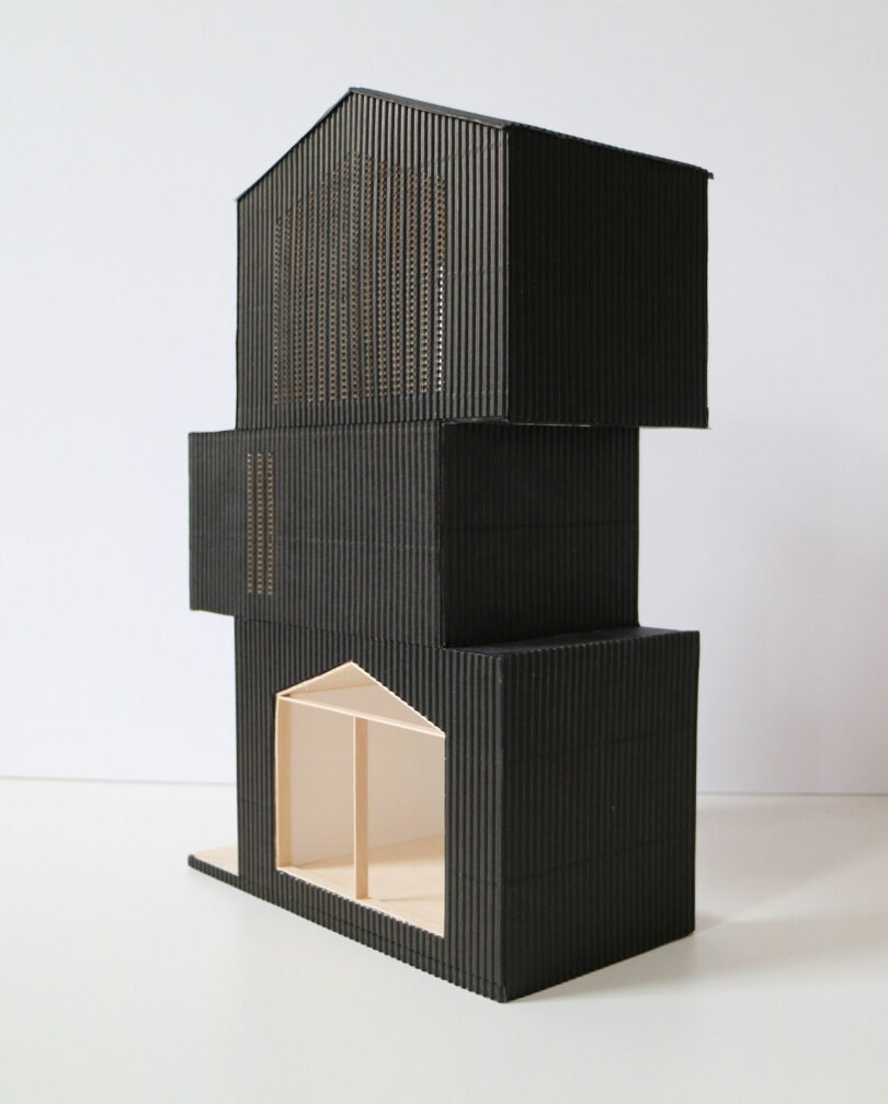 angled view of black house model