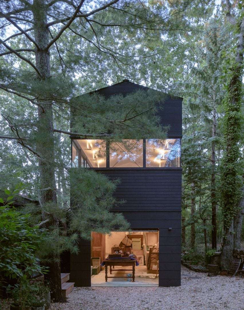 Black-stained artist studio