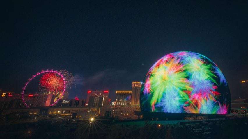 Firework displays on MSG Sphere Las Vegas