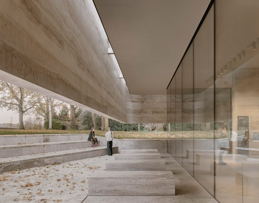 External seating at visitor centre in the Netherlands