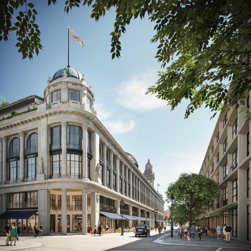 partial exterior view of white historical building in London