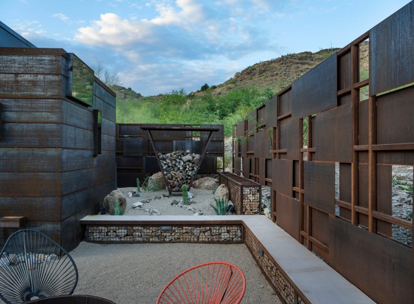 Weathering steel pavilion in the desert