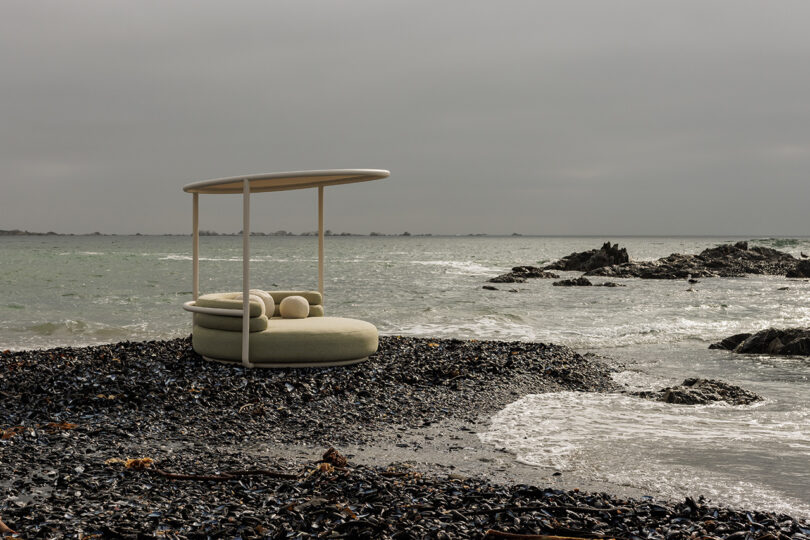 modern outdoor daybed on the coast