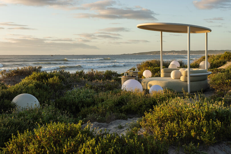 modern outdoor daybed on the coast