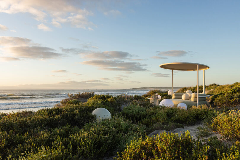 modern outdoor daybed on the coast