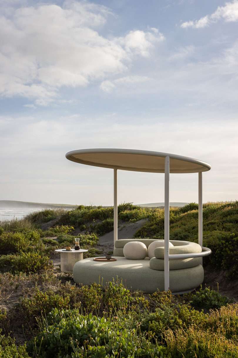 modern outdoor daybed on the coast