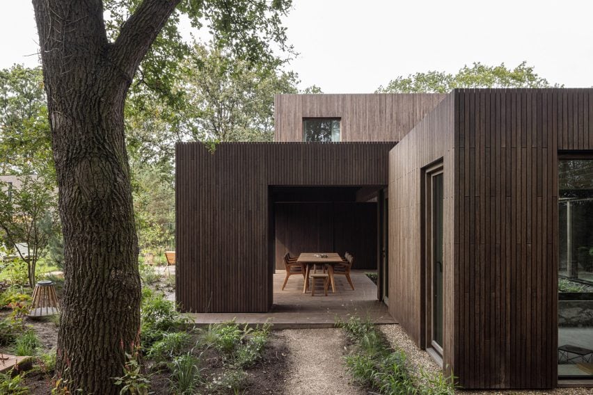 Exterior of house in woodland in Limburg