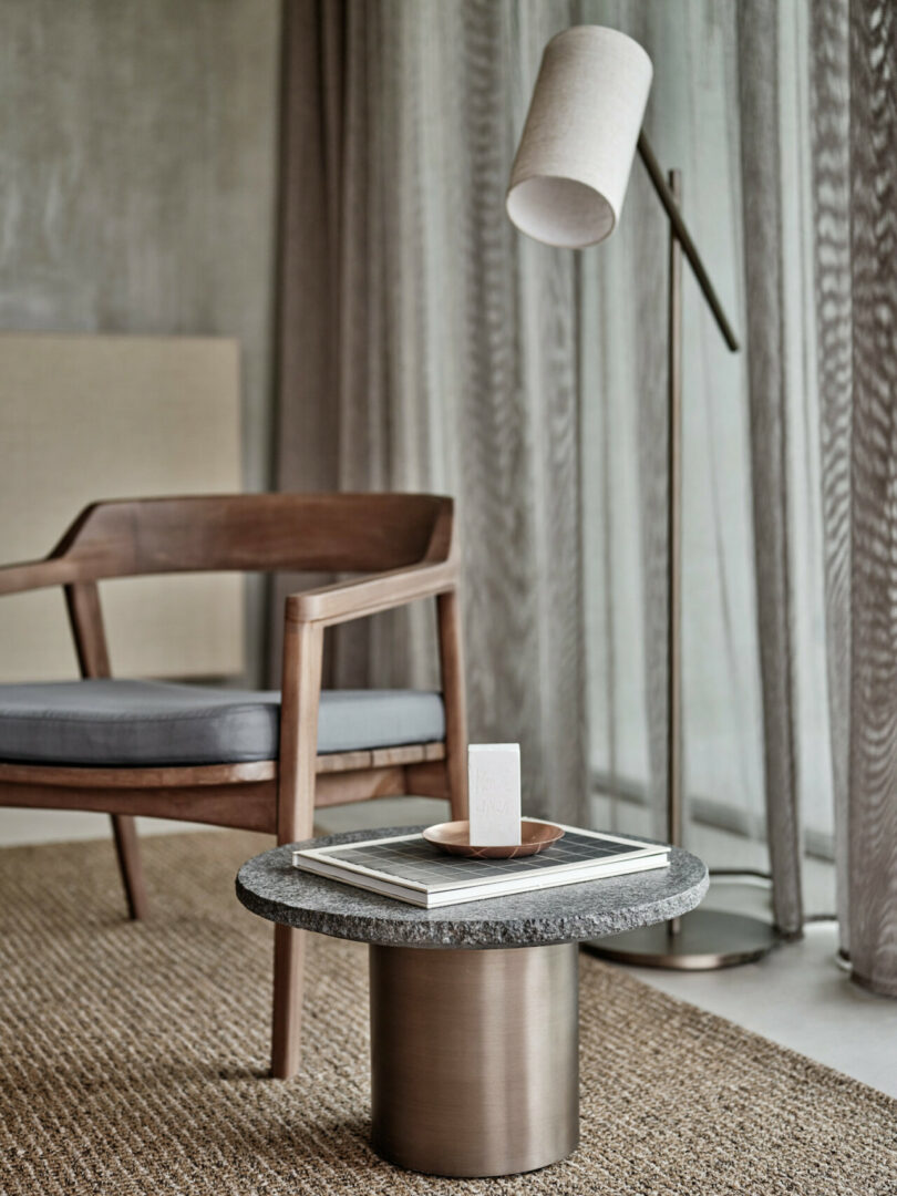 Detail shot of furniture and lighting fixtures within the property