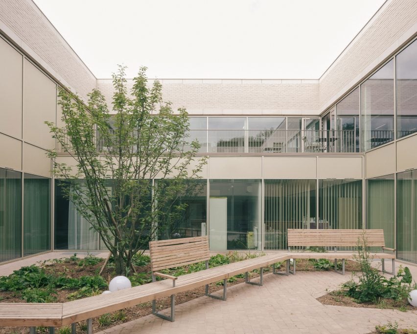 Open courtyard in EAM Assisted Living Facility in Paris by Vallet de Martinis Architectes