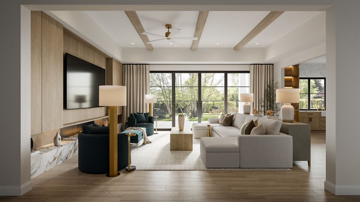 Modern glam living room decor by Decorilla