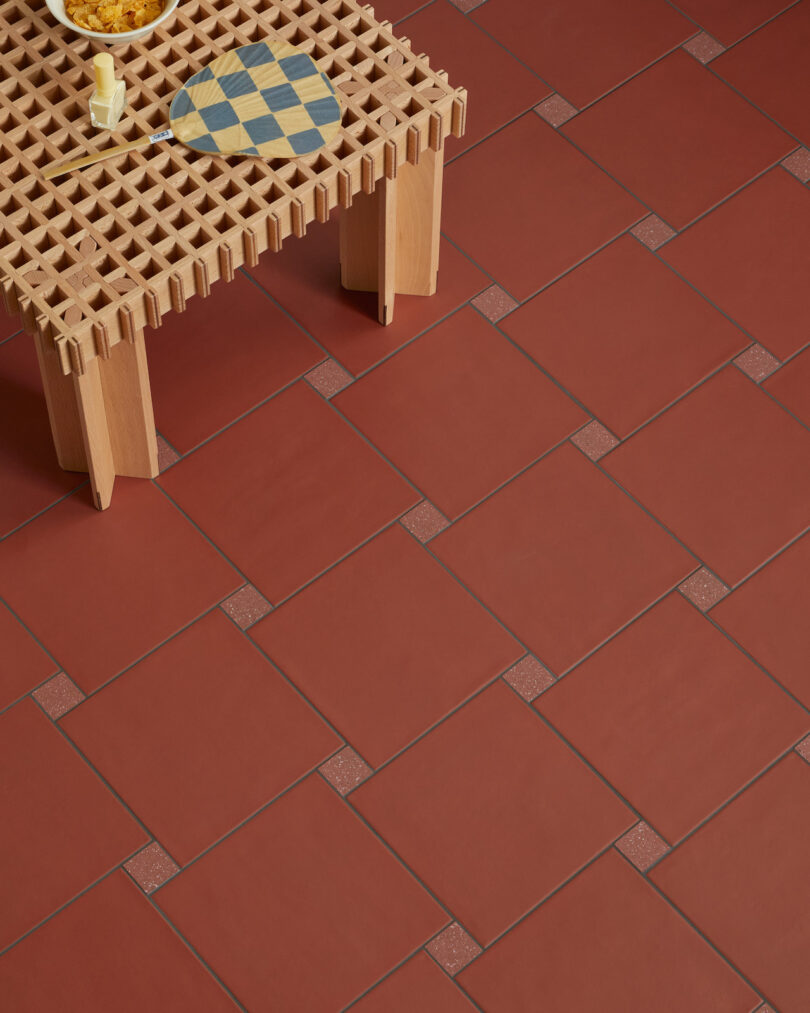 table on red tiles