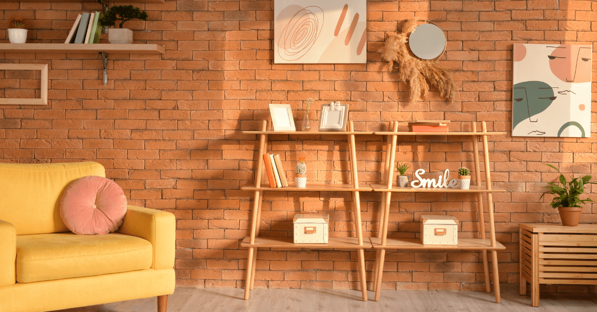 Well-organized shelves with an assortment of items as decor.