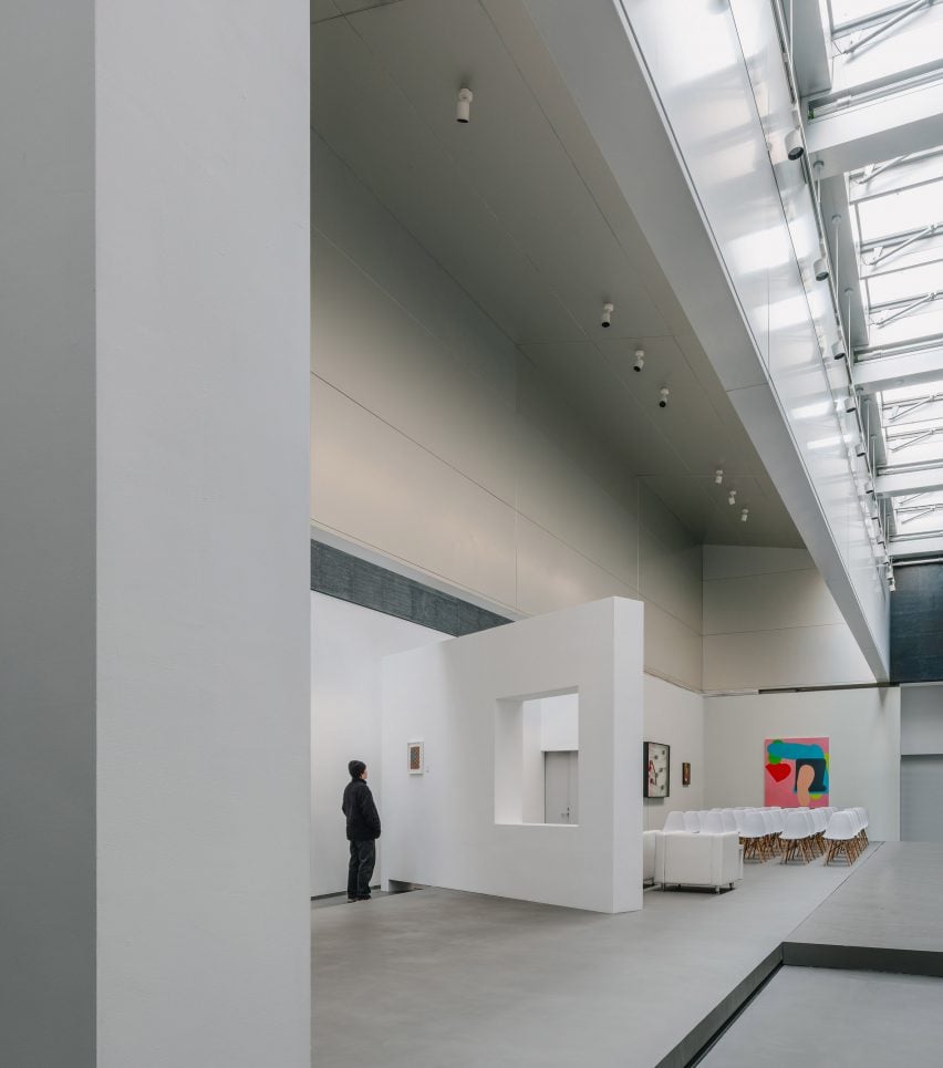 Interior exhibition space at MAHA Art Centre in Beijing