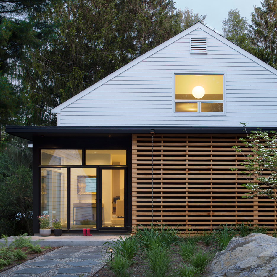 House with wood lattice front