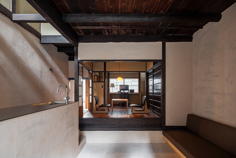 former textile workshop transforms into modern machiya residence in kyoto