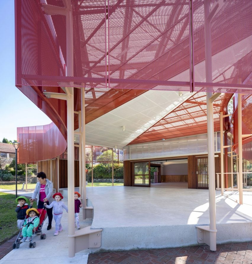 Perforated screens of Hurlstone Park Community Centre by Sam Crawford Architects