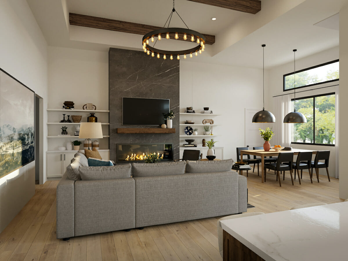Classic contemporary open living by Decorilla affordable interior designer, Drew F.