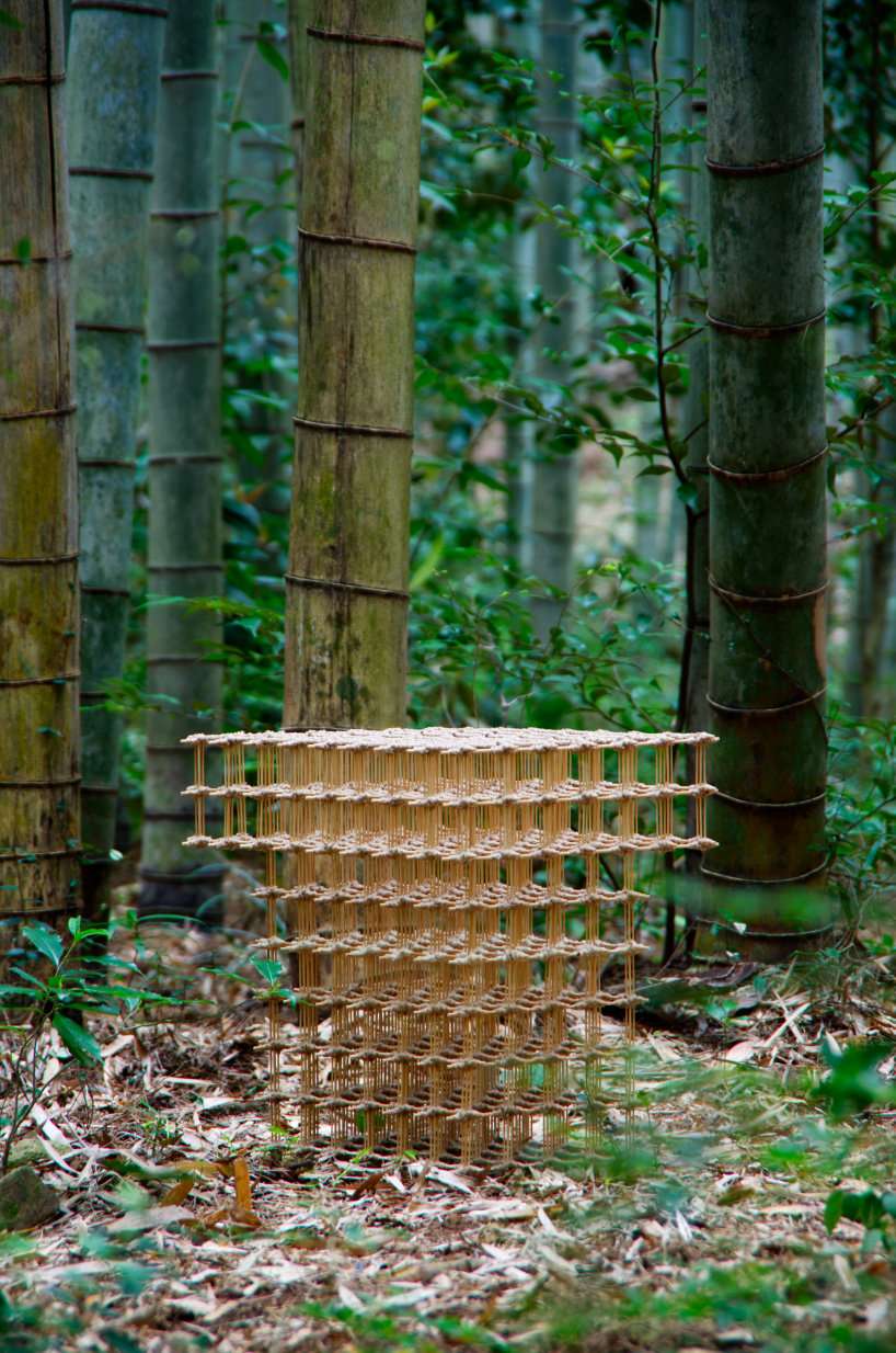 arashi abe take higo stool bamboo strands hemp cords