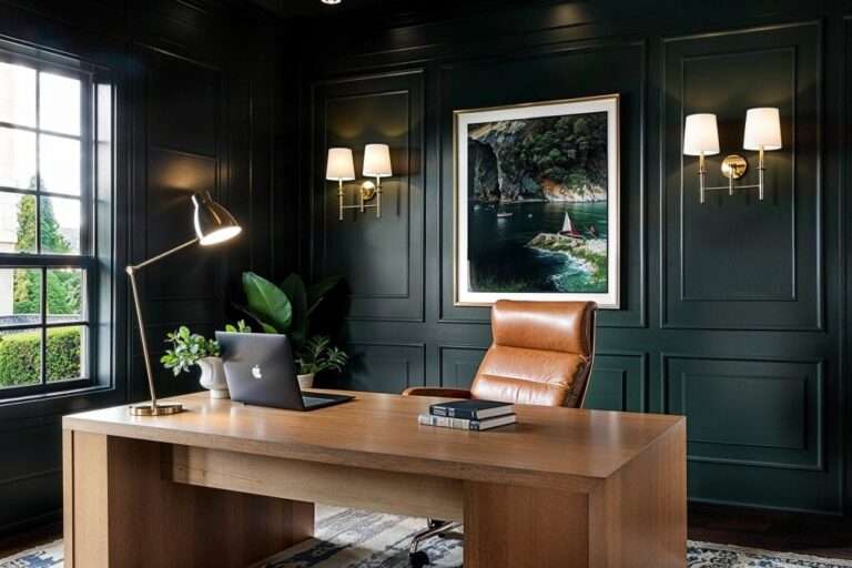 Before & After: Dark Green Home Office Transformation - Decorilla Online Interior Design