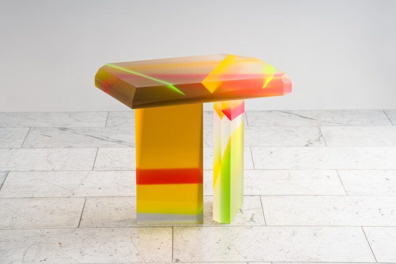 colorful lucite coffee table