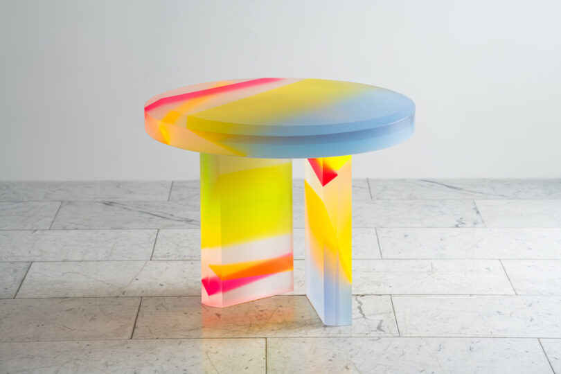 colorful lucite coffee table