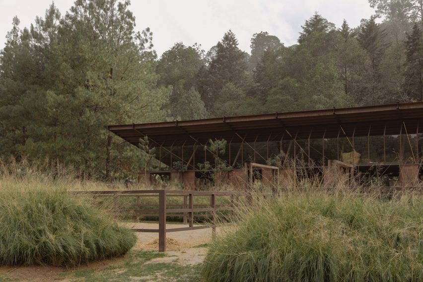 Stable building surrounded by greenery