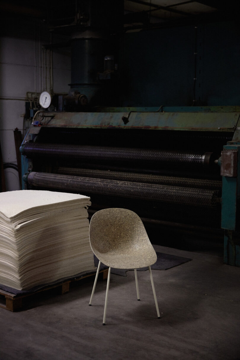 chair in front sheets of material