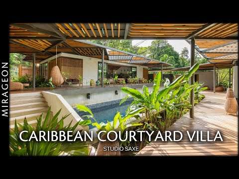 The Tropical House with Woven Pergola in the Jungle | Caribbean Courtyard Villa