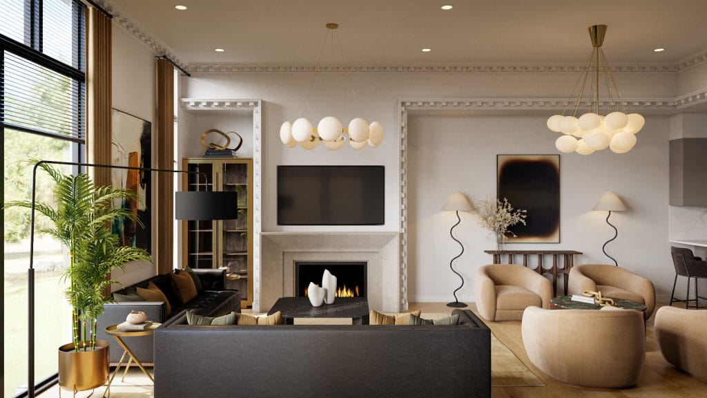 Chic neoclassical style layout by Decorilla